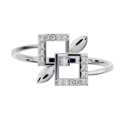0.0675 ct Round Cut Moissanite dainty Minimalist halo cluster Cocktail times square light 14K / 18K Solid White Gold everyday ring