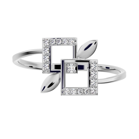 0.0675 ct Round Cut Moissanite dainty Minimalist halo cluster Cocktail times square light 14K / 18K Solid White Gold everyday ring