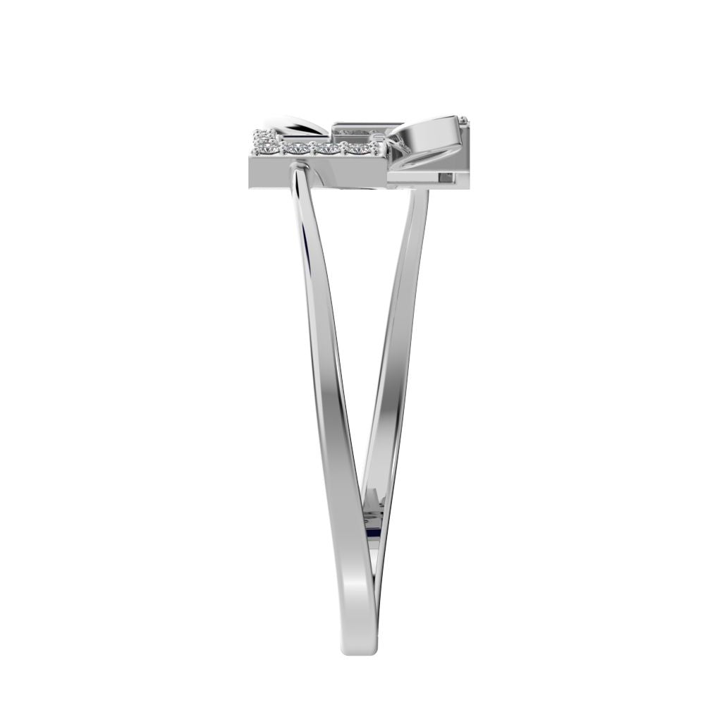 0.0675 ct Round Cut Simulated Clear Diamond dainty Minimalist halo cluster Cocktail times square 14K / 18K Solid White Gold everyday ring