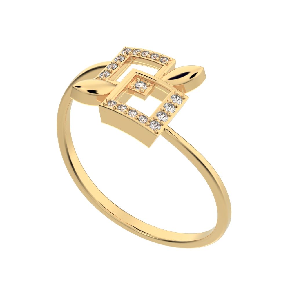 0.0675 ct Round Cut Simulated Clear Diamond dainty Minimalist halo cluster Cocktail times square 14K / 18K Solid Yellow Gold everyday ring