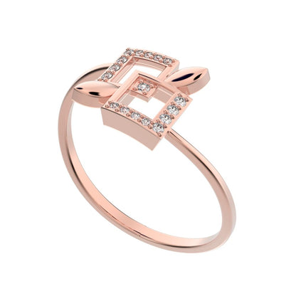 0.0675 ct Round Cut Simulated Clear Diamond dainty Minimalist halo cluster Cocktail times square 14K / 18K Solid Rose Gold everyday ring