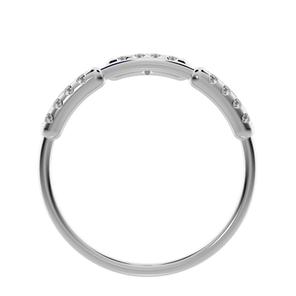 0.18Ct Round Cut Simulated Clear Diamond Minimalist Stackable adjustable light Dual-band 14K / 18K Solid White Gold everyday wedding band
