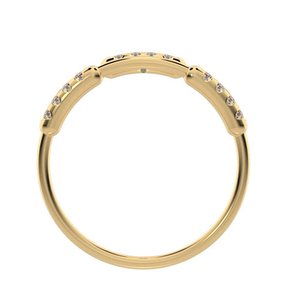 0.18 ct Round Cut Moissanite dainty Minimalist Stackable adjustable light Dual-band 14K / 18K Solid Yellow Gold everyday wedding band