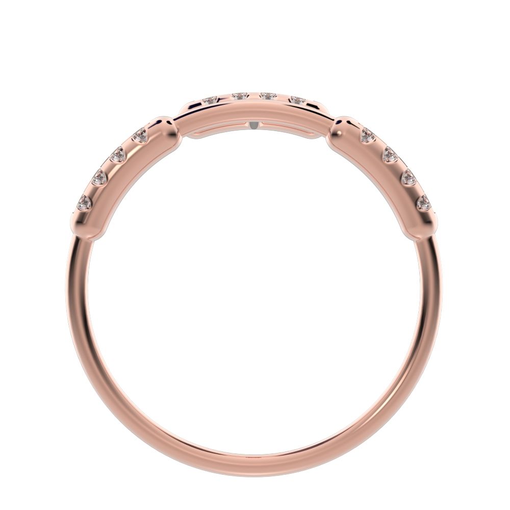 0.18 ct Round Cut Moissanite dainty Minimalist Stackable adjustable light Dual-band 14K / 18K Solid Rose Gold everyday wedding band