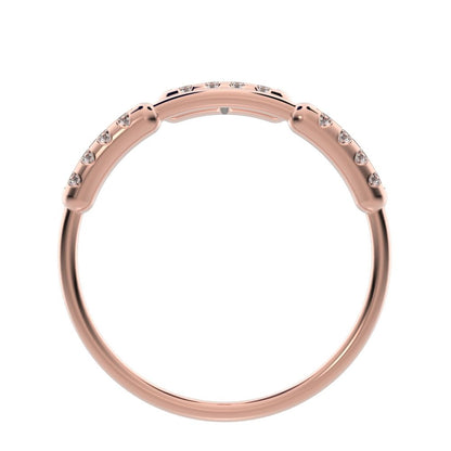 0.18 ct Round Cut Moissanite dainty Minimalist Stackable adjustable light Dual-band 14K / 18K Solid Rose Gold everyday wedding band