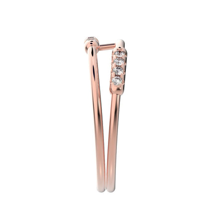 0.18Ct Round Cut Simulated Clear Diamond Minimalist Stackable adjustable light Dual-band 14K / 18K Solid Rose Gold everyday wedding band
