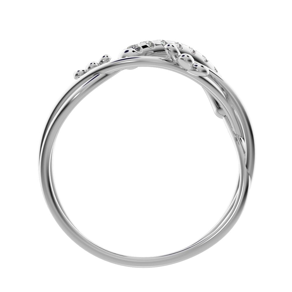 0.135 ct Round Cut Moissanite dainty Minimalist infinity eye bar Cocktail twist 14K / 18K Solid White Gold everyday ring