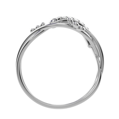 0.135 ct Round Cut Moissanite dainty Minimalist infinity eye bar Cocktail twist 14K / 18K Solid White Gold everyday ring