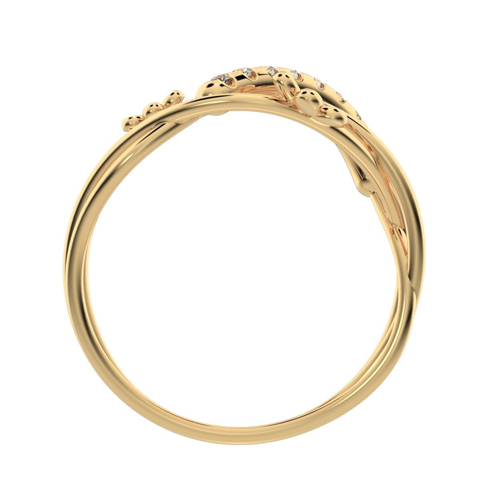0.135 ct Round Cut Simulated Clear Diamond dainty Minimalist infinity eye bar Cocktail twist 14K / 18K Solid Yellow Gold everyday ring