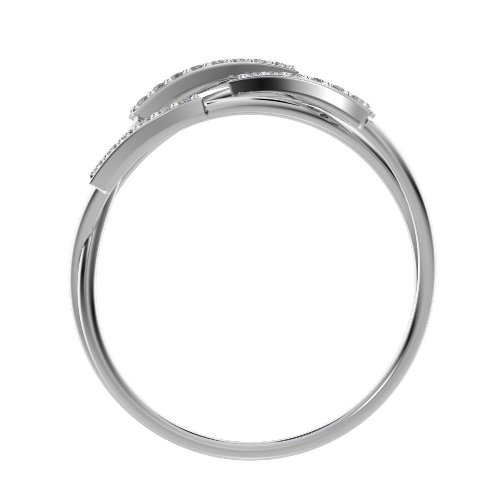 0.1 ct Round Cut Moissanite dainty Minimalist infinity eye bar Cocktail twist 14K / 18K Solid White Gold everyday ring