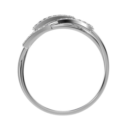 0.1 ct Round Cut Moissanite dainty Minimalist infinity eye bar Cocktail twist 14K / 18K Solid White Gold everyday ring