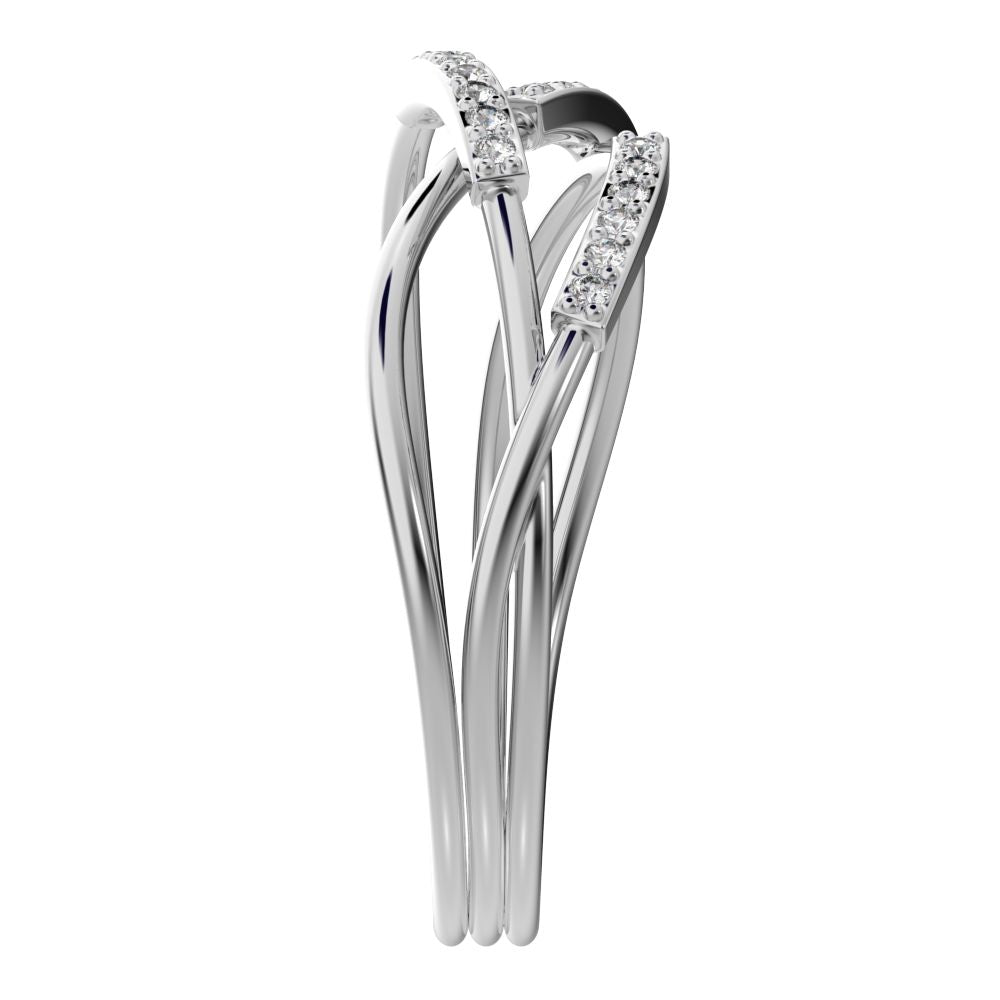 0.1 ct Round Cut Simulated Clear Diamond dainty Minimalist infinity eye bar Cocktail twist 14K / 18K Solid White Gold everyday ring