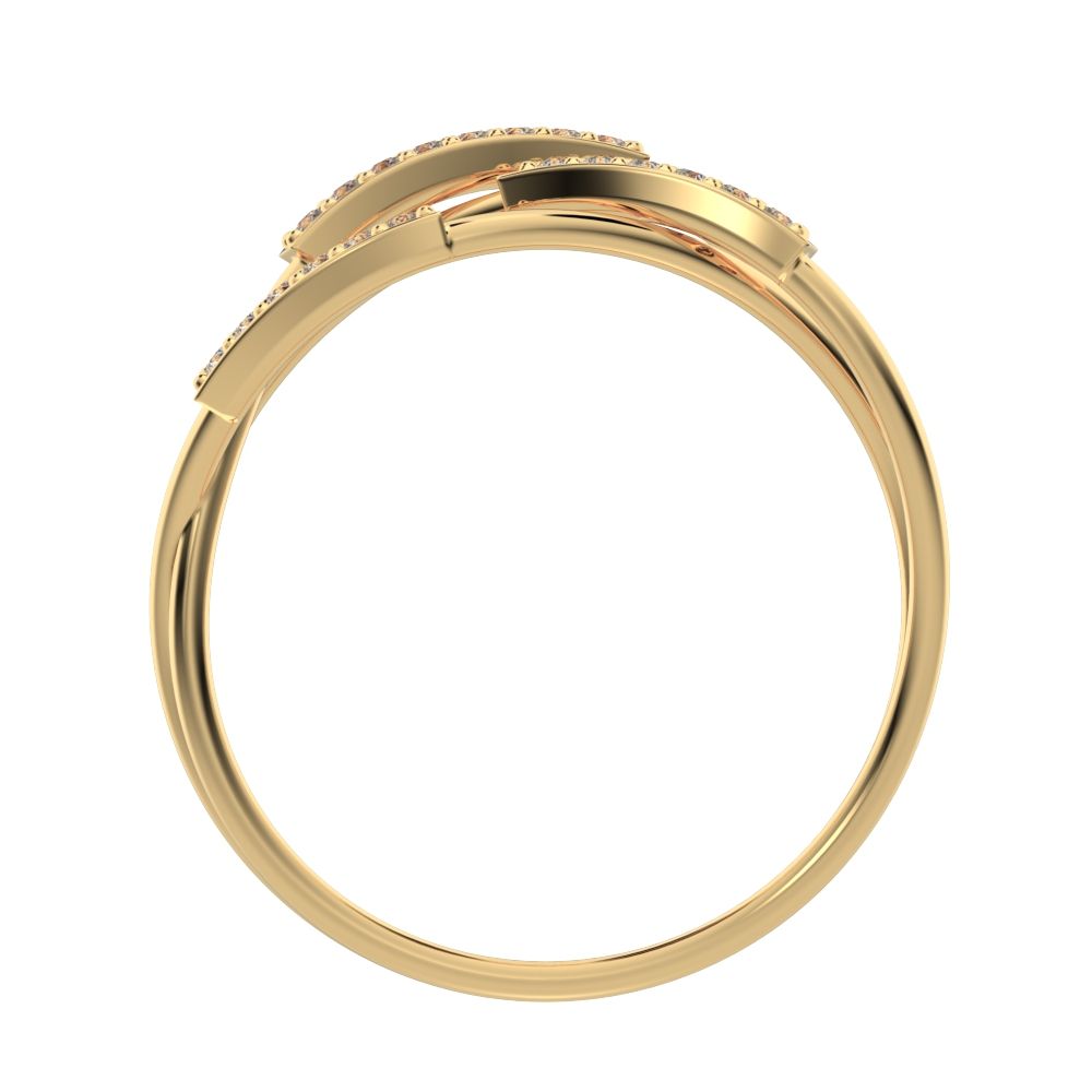0.1 ct Round Cut Moissanite dainty Minimalist infinity eye bar Cocktail twist 14K / 18K Solid Yellow Gold everyday ring