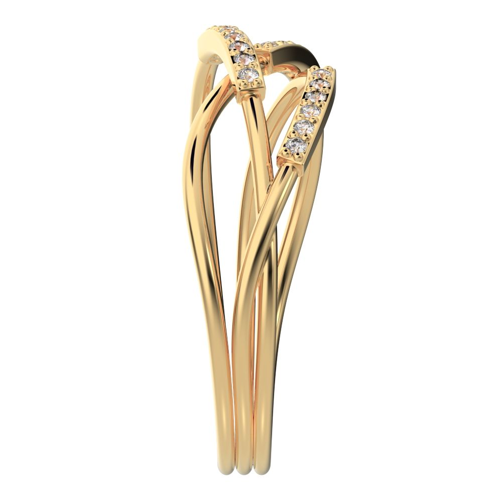0.1 ct Round Cut Moissanite dainty Minimalist infinity eye bar Cocktail twist 14K / 18K Solid Yellow Gold everyday ring