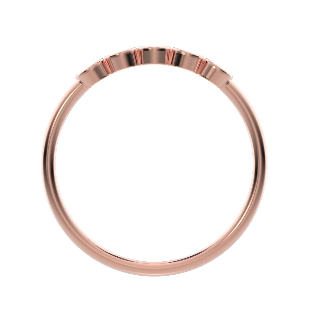 0.15 ct Round Cut Simulated Clear Diamond dainty Stackable Minimalist bezel Half Eternity 14K / 18K Solid Rose Gold everyday wedding band