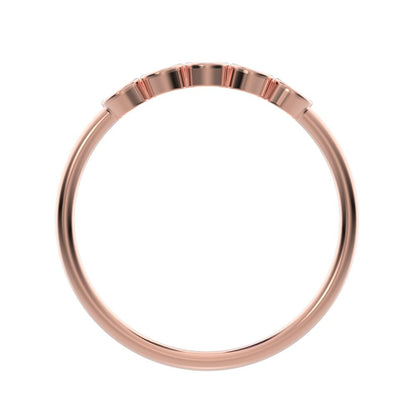 0.15 ct Round Cut Simulated Clear Diamond dainty Stackable Minimalist bezel Half Eternity 14K / 18K Solid Rose Gold everyday wedding band
