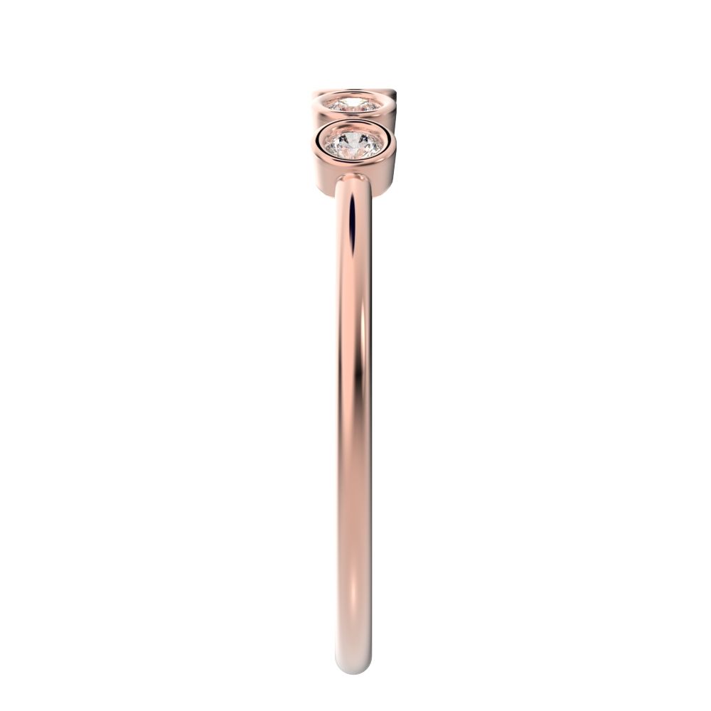 0.15 ct Round Cut Moissanite dainty Stackable Minimalist bezel Half Eternity 14K / 18K Solid Rose Gold everyday wedding band