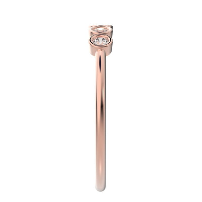 0.15 ct Round Cut Moissanite dainty Stackable Minimalist bezel Half Eternity 14K / 18K Solid Rose Gold everyday wedding band