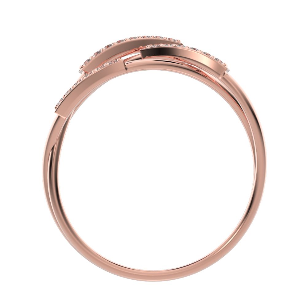 0.1 ct Round Cut Simulated Clear Diamond dainty Minimalist infinity eye bar Cocktail twist 14K / 18K Solid Rose Gold everyday ring