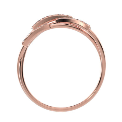 0.1 ct Round Cut Moissanite dainty Minimalist infinity eye bar Cocktail twist 14K / 18K Solid Rose Gold everyday ring