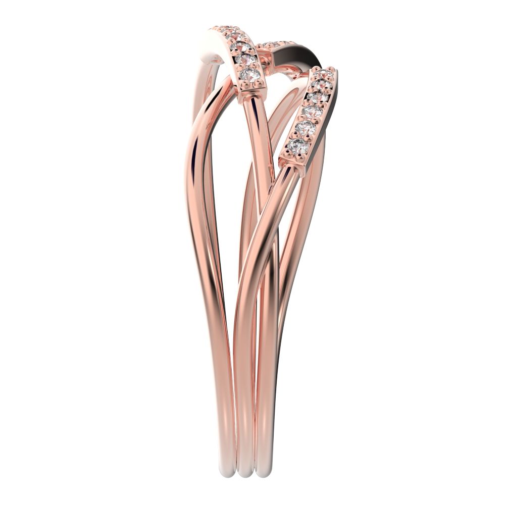 0.1 ct Round Cut Simulated Clear Diamond dainty Minimalist infinity eye bar Cocktail twist 14K / 18K Solid Rose Gold everyday ring