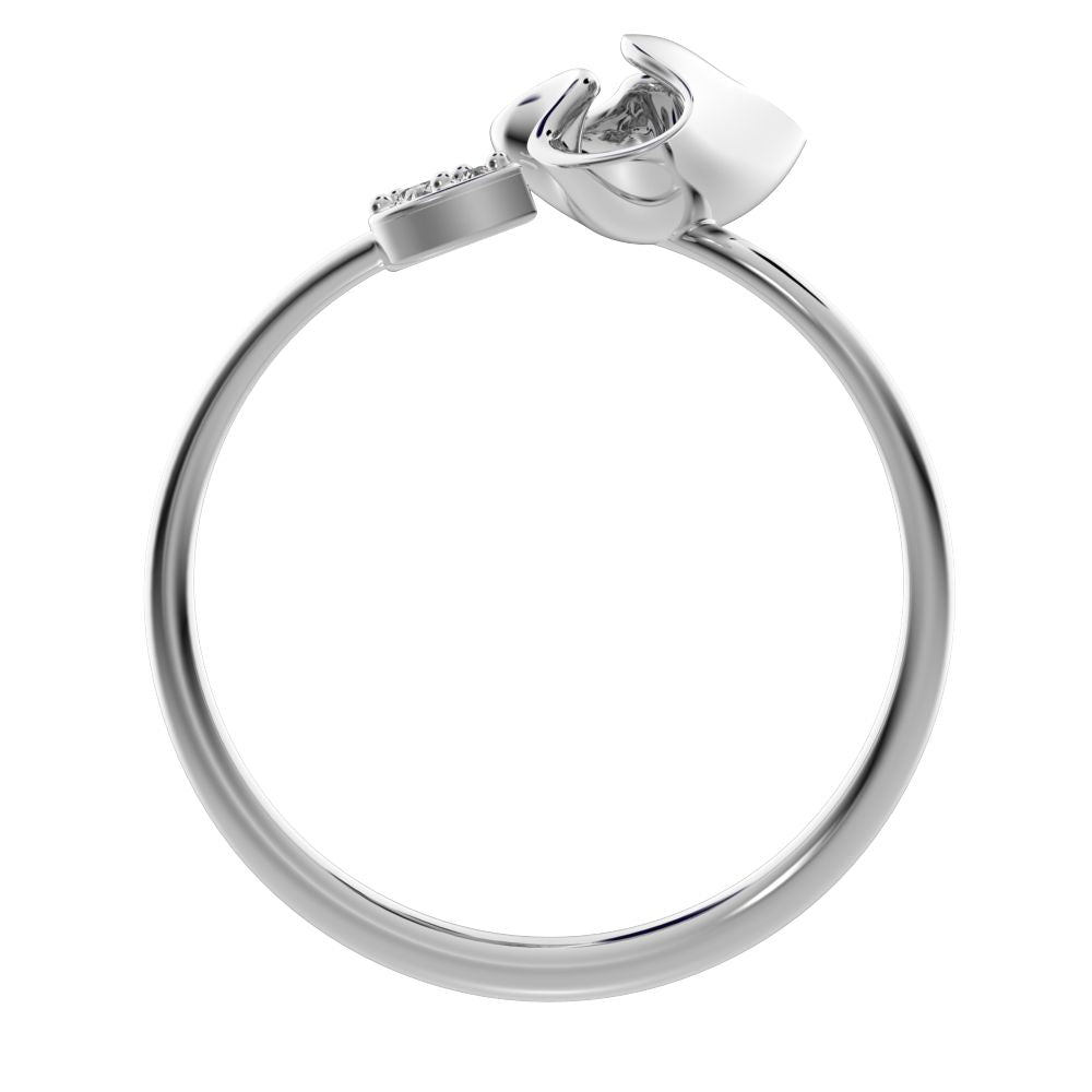 0.035 ct Round Cut Moissanite dainty Minimalist Toi et Moi cluster Cocktail adjustable floral eye 14K / 18K Solid White Gold everyday ring