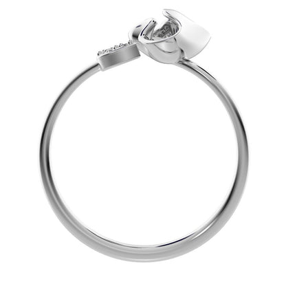 0.035 ct Round Cut Moissanite dainty Minimalist Toi et Moi cluster Cocktail adjustable floral eye 14K / 18K Solid White Gold everyday ring