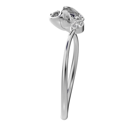0.035 ct Round Cut Simulated Clear Diamond dainty Minimalist Toi et Moi Cocktail floral eye 14K / 18K Solid White Gold everyday ring
