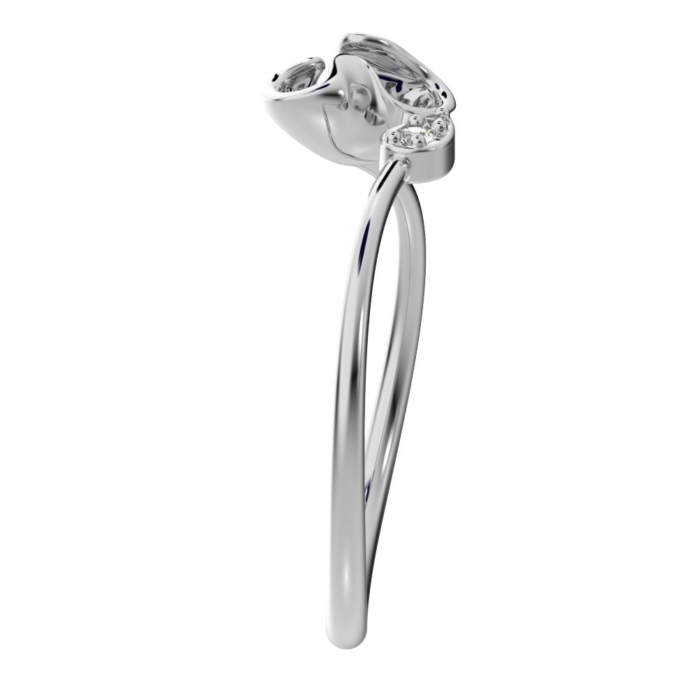 0.035 ct Round Cut Moissanite dainty Minimalist Toi et Moi cluster Cocktail adjustable floral eye 14K / 18K Solid White Gold everyday ring