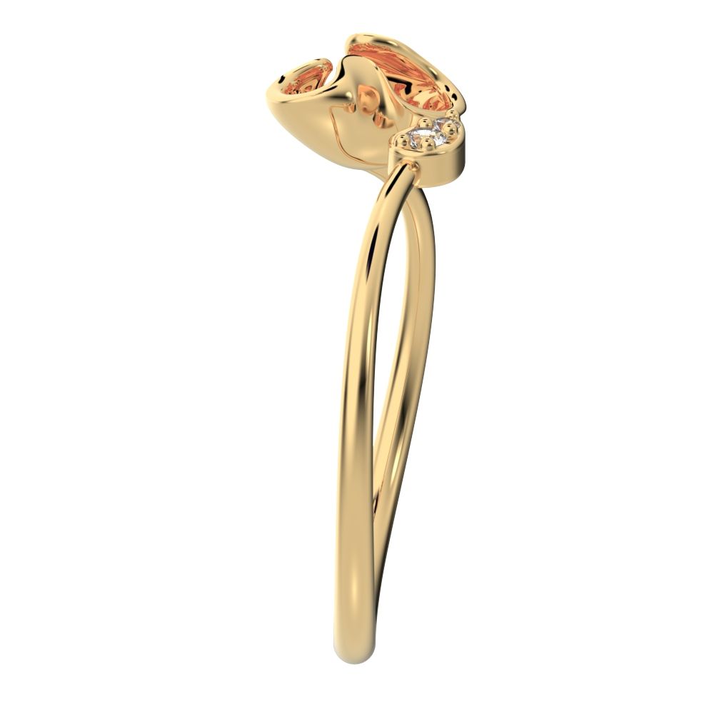 0.035 ct Round Cut Simulated Clear Diamond dainty Minimalist Toi et Moi Cocktail floral eye 14K / 18K Solid Yellow Gold everyday ring