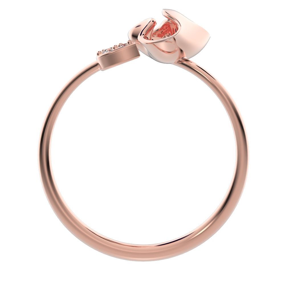 0.035 ct Round Cut Moissanite dainty Minimalist Toi et Moi cluster Cocktail adjustable floral eye 14K / 18K Solid Rose Gold everyday ring