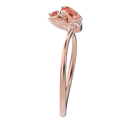 0.035 ct Round Cut Moissanite dainty Minimalist Toi et Moi cluster Cocktail adjustable floral eye 14K / 18K Solid Rose Gold everyday ring