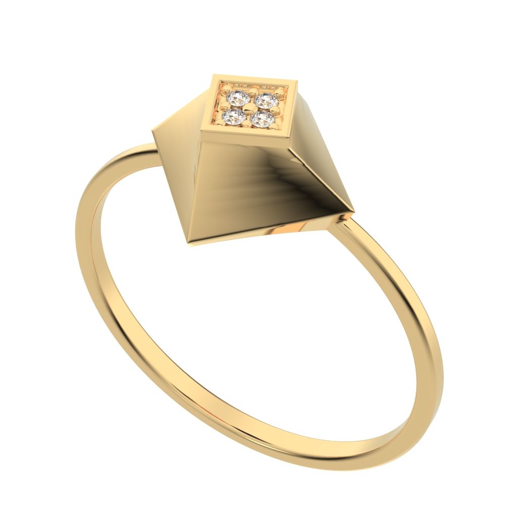 0.02 ct Round Cut Simulated Clear Diamond dainty Minimalist halo cluster Cocktail square 14K / 18K Solid Yellow Gold everyday ring