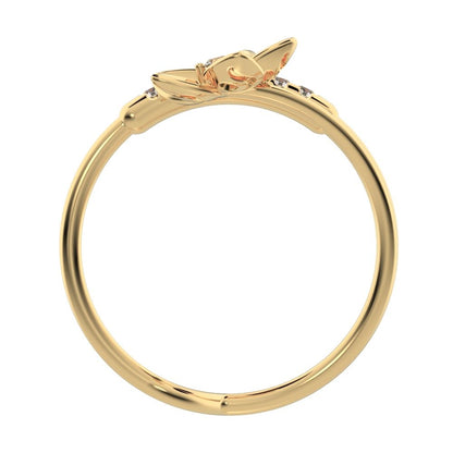 0.125 ct Round Cut Moissanite dainty Minimalist flower halo star cocktail Dual-band 14K / 18K Solid Yellow Gold everyday wedding band