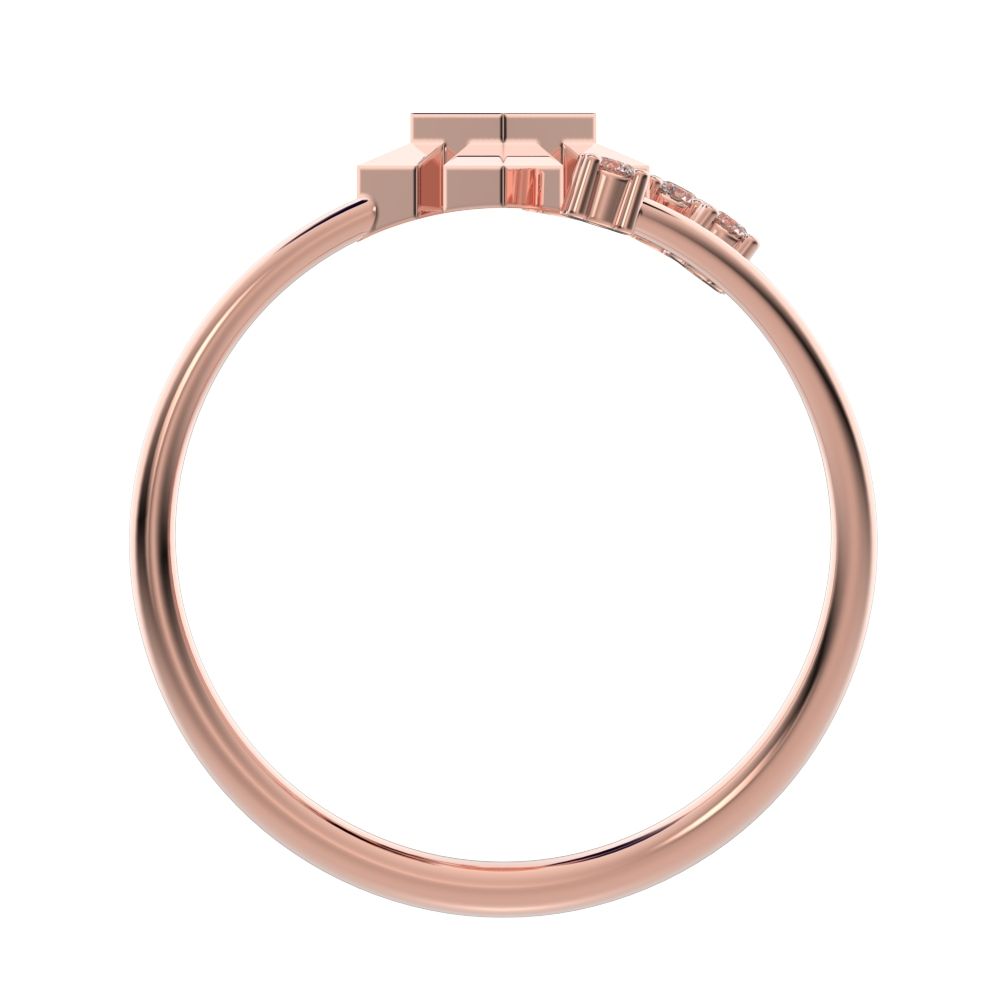 0.05 ct Round Cut Simulated Clear Diamond dainty Minimalist square flower 2 head petal cluster halo 14K / 18K Solid Rose Gold everyday ring