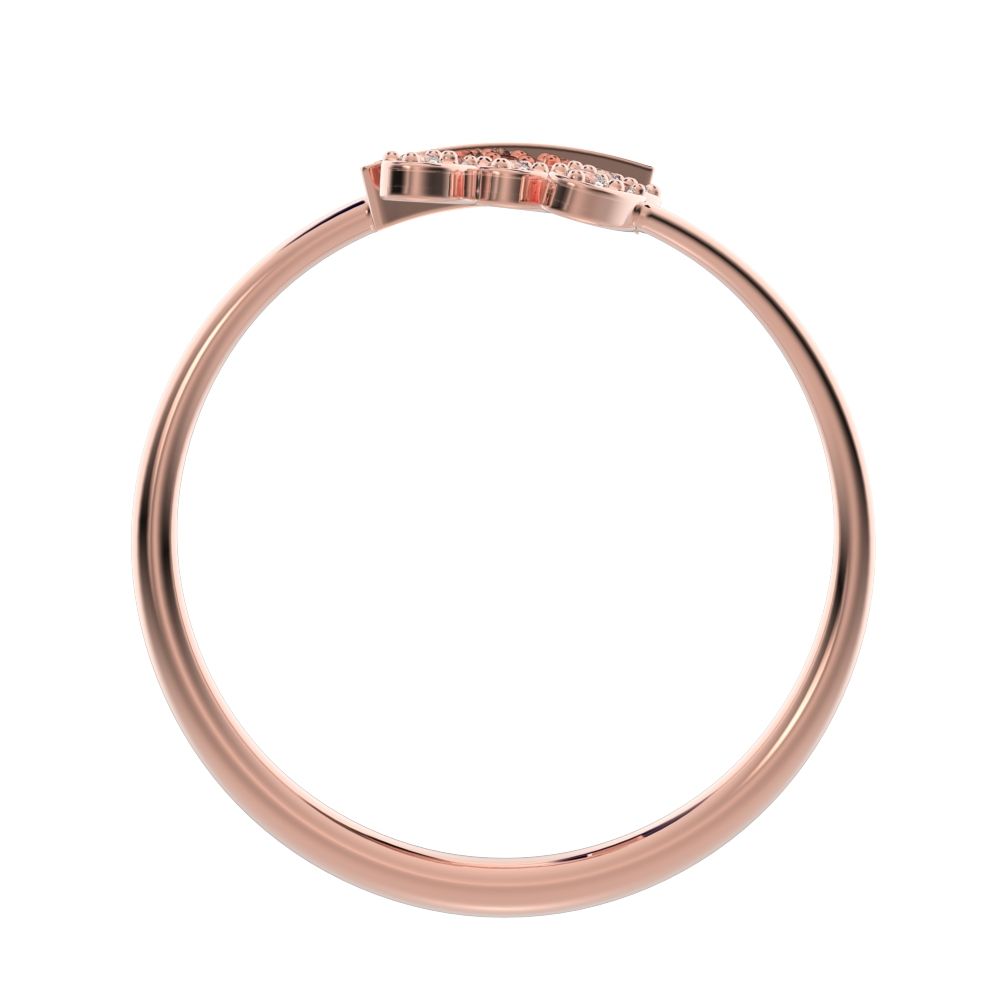 0.09 ct Round Cut Moissanite dainty Minimalist arrow eye arrow pyramid adjustable petal 14K / 18K Solid Rose Gold everyday ring