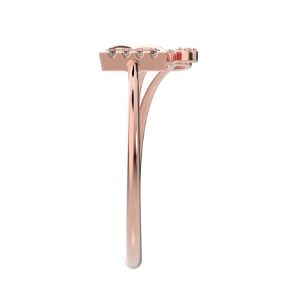 0.09 ct Round Cut Moissanite dainty Minimalist arrow eye arrow pyramid adjustable petal 14K / 18K Solid Rose Gold everyday ring
