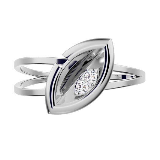 0.03 ct Round Cut Simulated Clear Diamond dainty Minimalist eye Cocktail split shank light 14K / 18K Solid White Gold everyday ring