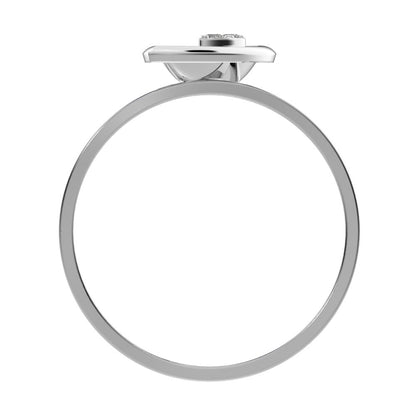 0.03 ct Round Cut Simulated Clear Diamond dainty Minimalist eye Cocktail split shank light 14K / 18K Solid White Gold everyday ring