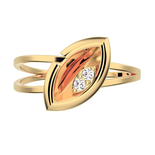 0.03 ct Round Cut Moissanite dainty Minimalist eye Cocktail split shank light 14K / 18K Solid Yellow Gold everyday ring