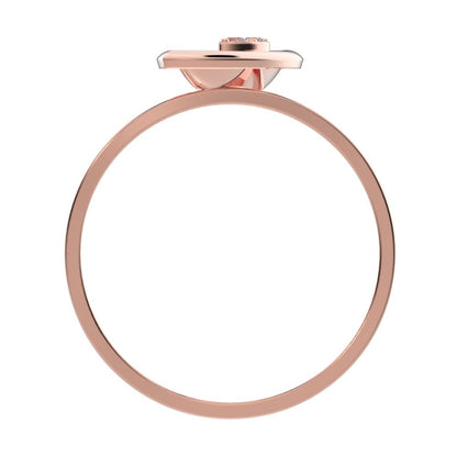 0.03 ct Round Cut Moissanite dainty Minimalist eye Cocktail split shank light 14K / 18K Solid Rose Gold everyday ring