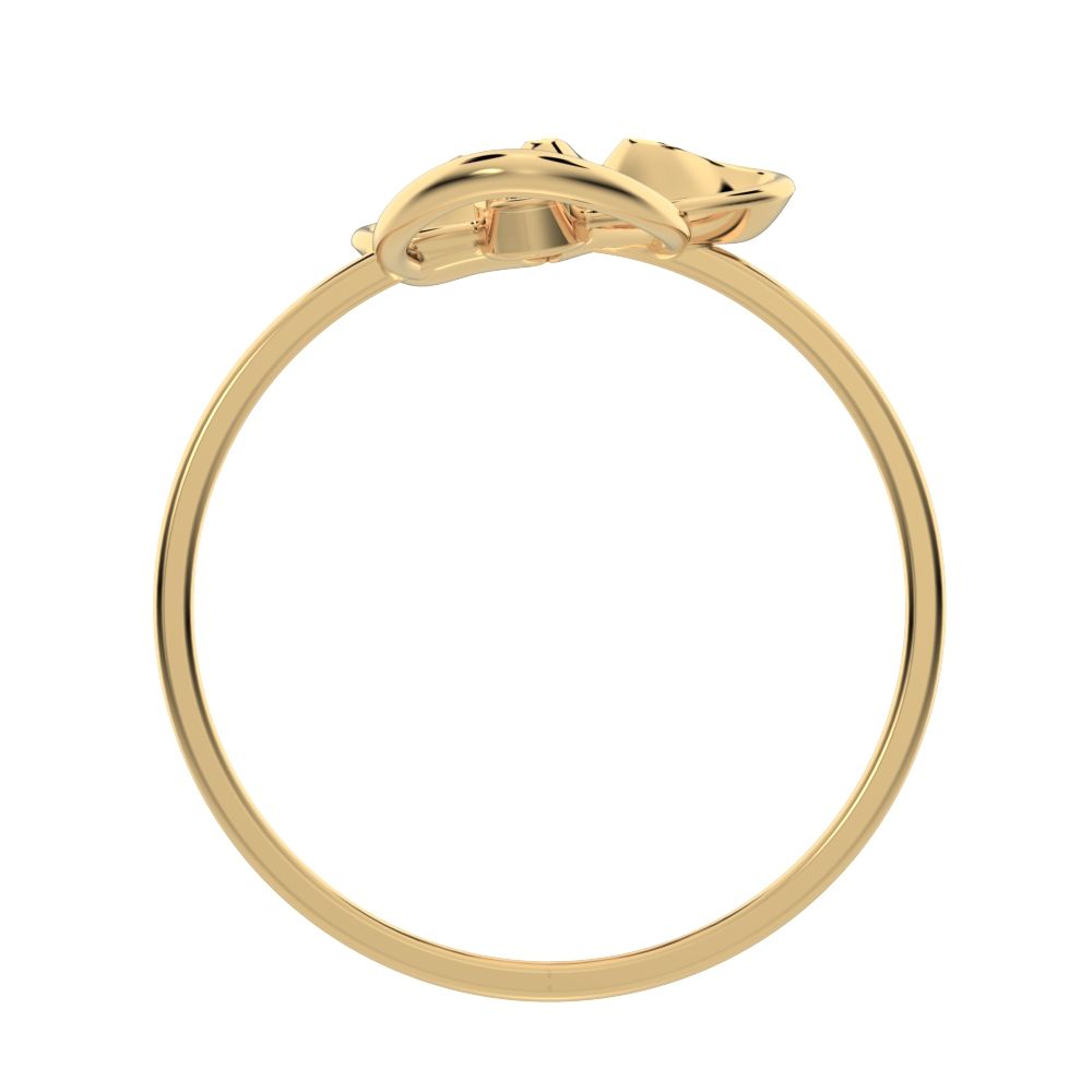 0.04 ct Round Cut Moissanite dainty Minimalist floral Cocktail eye Abstract Sculptural Open 14K / 18K Solid Yellow Gold everyday ring