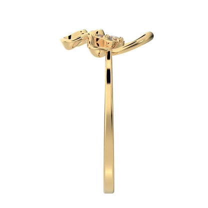 0.04 ct Round Cut Moissanite dainty Minimalist floral Cocktail eye Abstract Sculptural Open 14K / 18K Solid Yellow Gold everyday ring