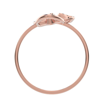 0.04 ct Round Cut Moissanite dainty Minimalist floral Cocktail eye Abstract Sculptural Open 14K / 18K Solid Rose Gold everyday ring
