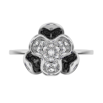 0.16 ct Round Cut Moissanite dainty Minimalist halo cluster Cocktail floral 14K / 18K Solid White Gold everyday ring