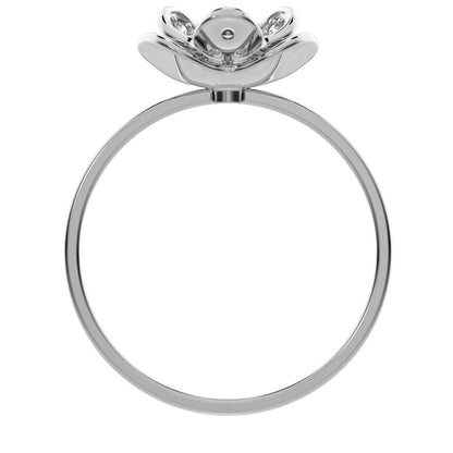 0.16 ct Round Cut Moissanite dainty Minimalist halo cluster Cocktail floral 14K / 18K Solid White Gold everyday ring