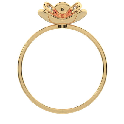 0.16 ct Round Cut Simulated Clear Diamond dainty Minimalist halo cluster Cocktail floral 14K / 18K Solid Yellow Gold everyday ring