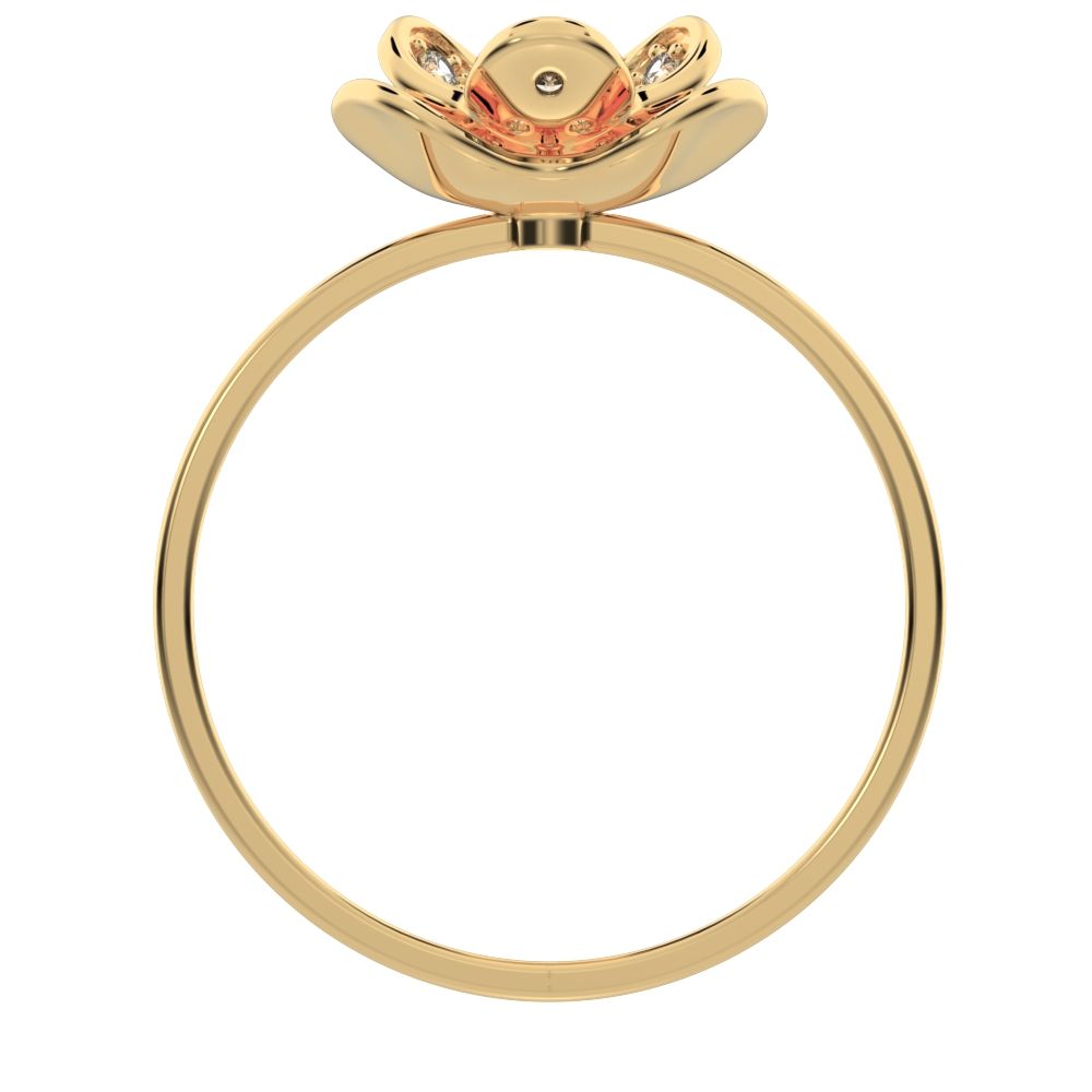 0.16 ct Round Cut Moissanite dainty Minimalist halo cluster Cocktail floral 14K / 18K Solid Yellow Gold everyday ring