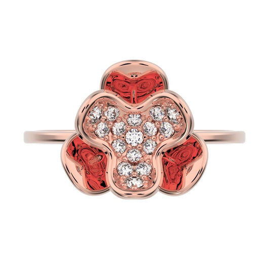 0.16 ct Round Cut Moissanite dainty Minimalist halo cluster Cocktail floral 14K / 18K Solid Rose Gold everyday ring