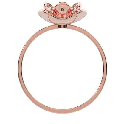 0.16 ct Round Cut Simulated Clear Diamond dainty Minimalist halo cluster Cocktail floral 14K / 18K Solid Rose Gold everyday ring